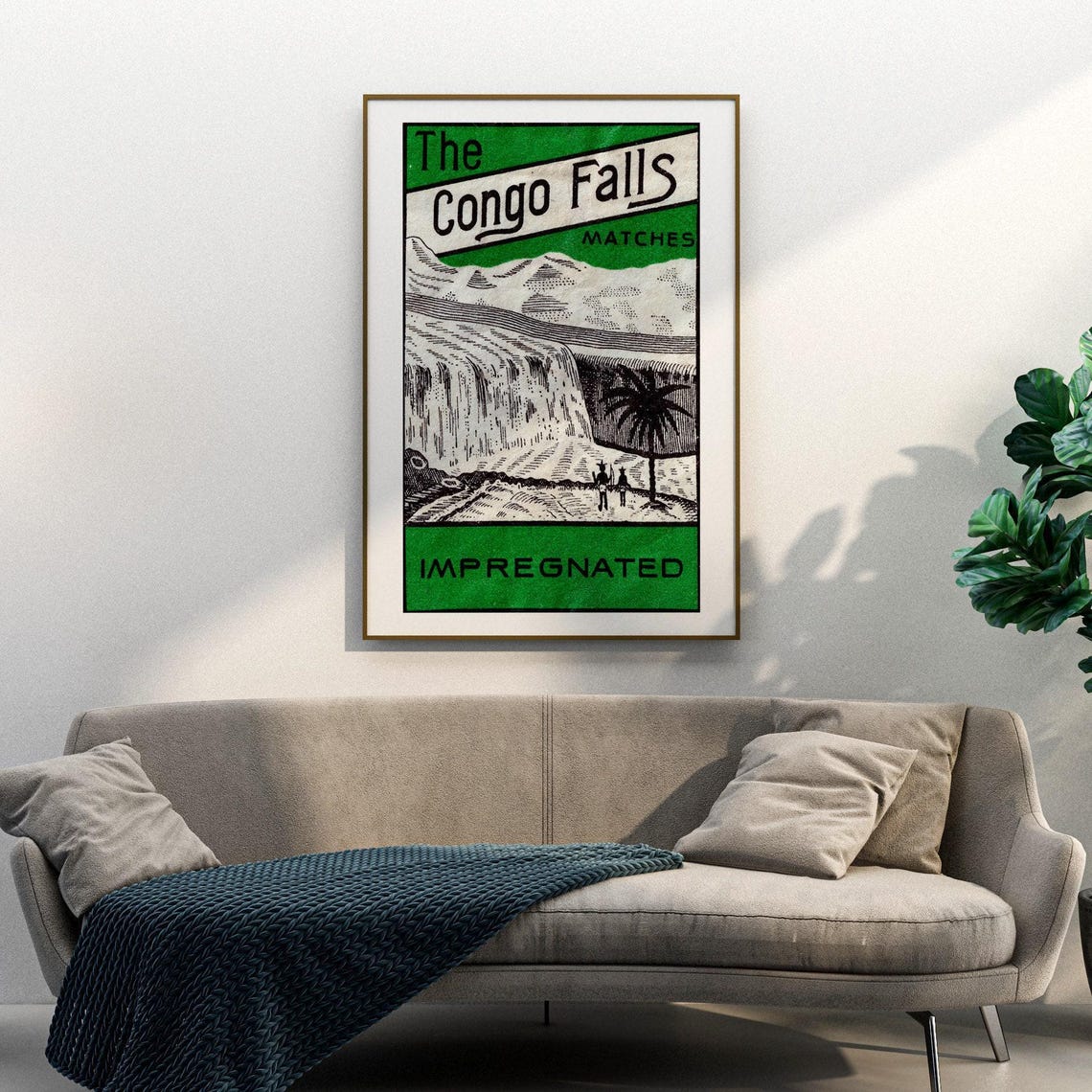 The Congo Falls Matches Vintage Waterfall Engraving Label Poster - Image 3