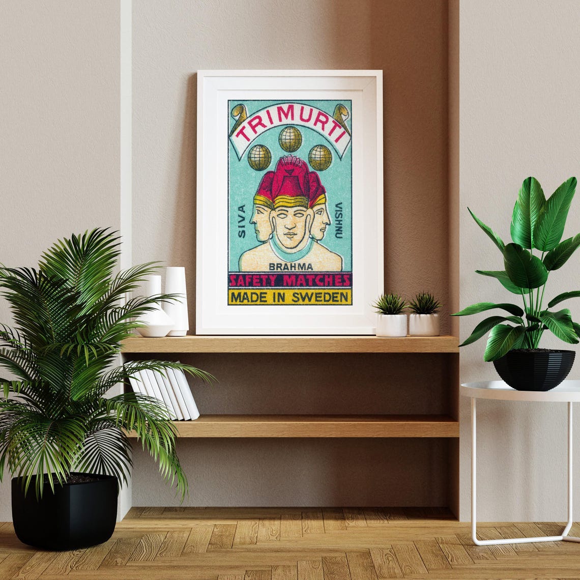 Trimurti Brahma Siva Vishnu Swedish Safety Matches Label Art Poster - Image 2