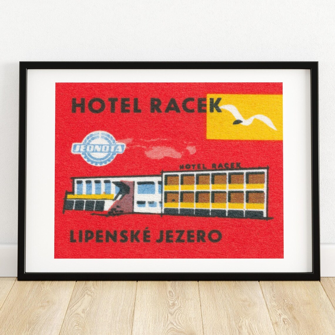 Hotel Racek Lipno Lake Czech Seagull Sunset Vintage Label Art Print