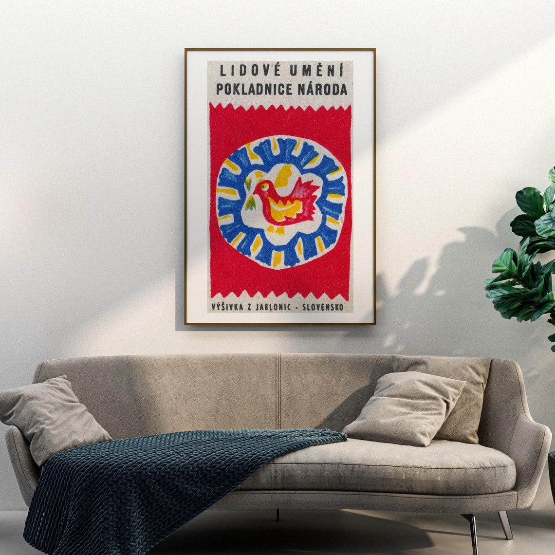 Slovak Folk Art Embroidery Bird Jablonice Matchbox Label Poster - Image 3