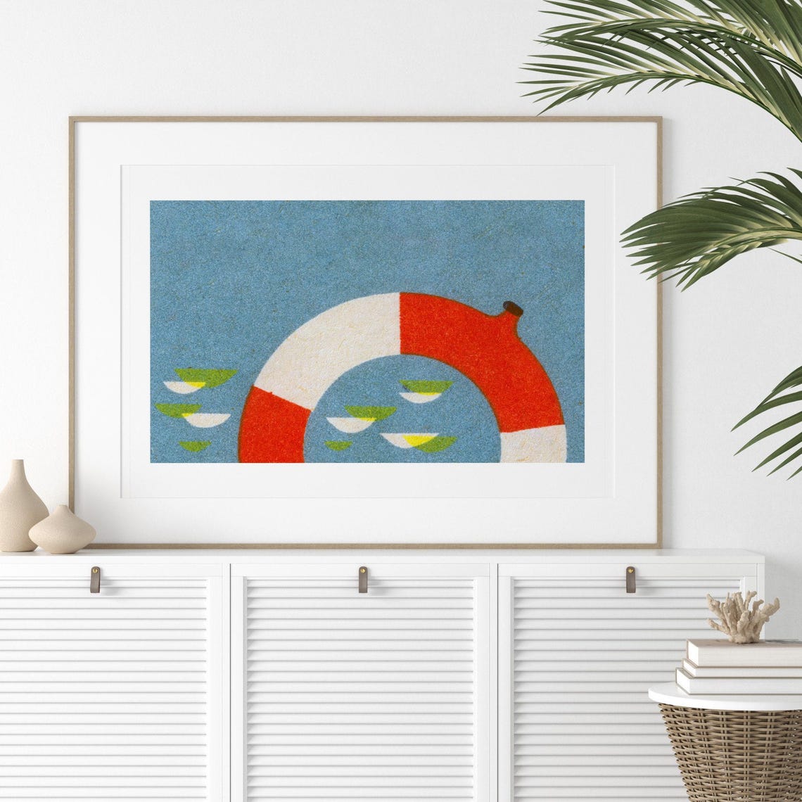 Lifesaving Ring Minimalist Matchbox Sea Rescue Blue Art Poster - Image 2