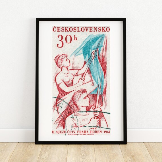 Czech Flag Vintage Czech Art Postage Stamp Print Aesthetic Wall Art Postage Stamp Wall Poster Vintage African Art