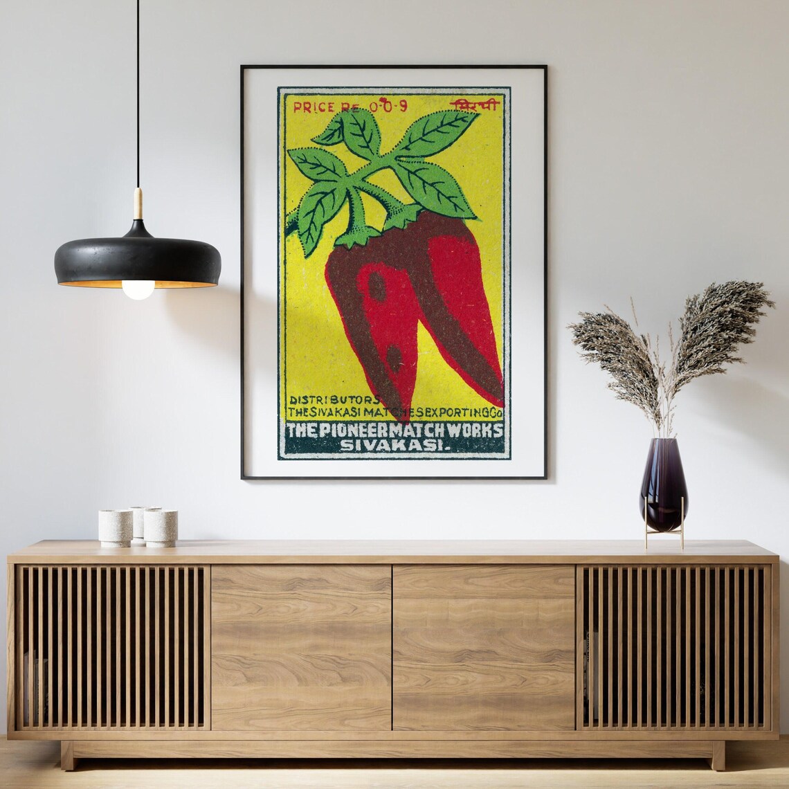 Red Chili Pepper Indian Match Label Vintage Sivakasi Art Poster - Image 4