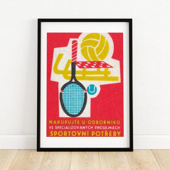 Sports Equipment Store Matchbox Print Aesthetic Wall Art Vintage Art Matchbox Wall Poster Vintage Poster Print