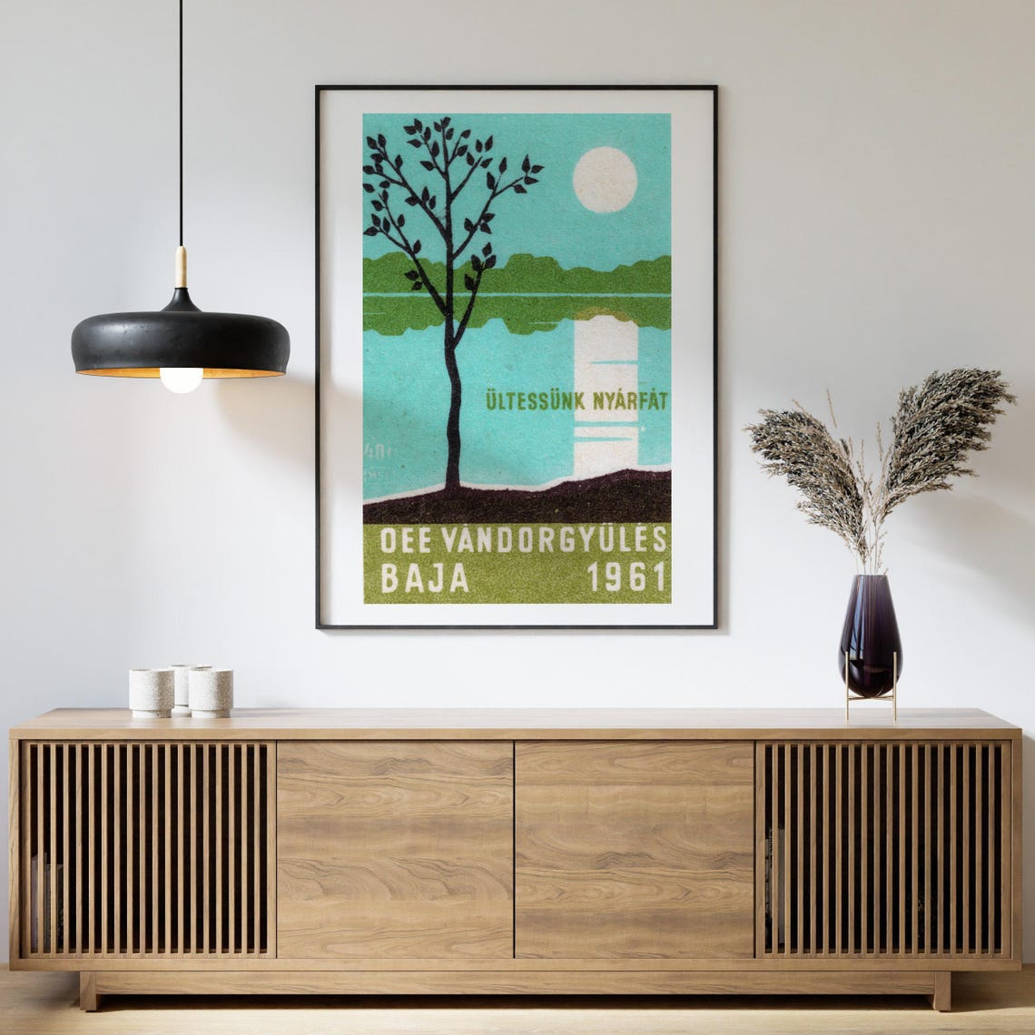 Plant Poplars Tree Lake Moon Baja 1961 Vintage Hungarian Poster - Image 4