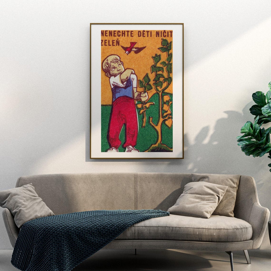 Do Not Let Children Destroy Greenery Boy Czech Matchbox Poster - Image 3