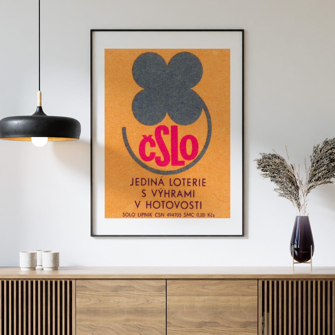 Czech CSLO Lottery Cash Prize Lucky Vintage Matchbox Label Poster - Image 4