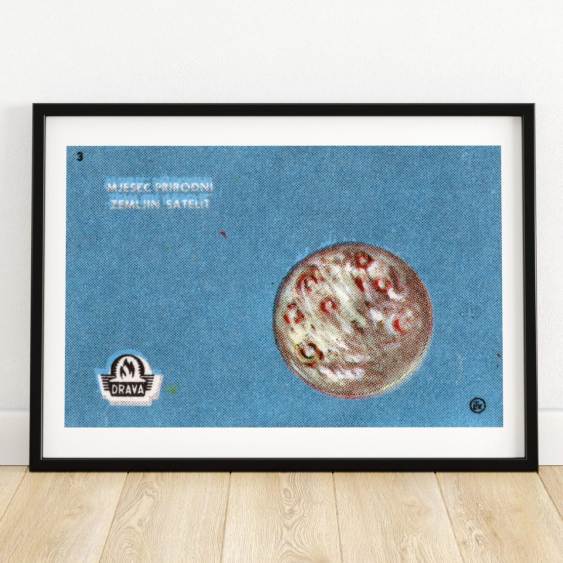 Moon Earth Natural Satellite Drava Yugoslavia Matchbox Poster