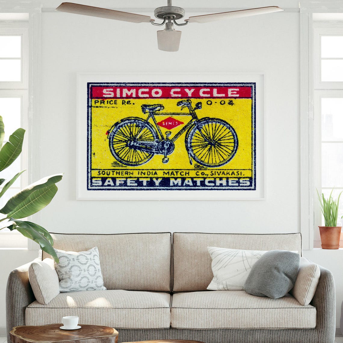 Simco Cycle Indian Safety Matches Vintage Bicycle Art Poster - Image 3