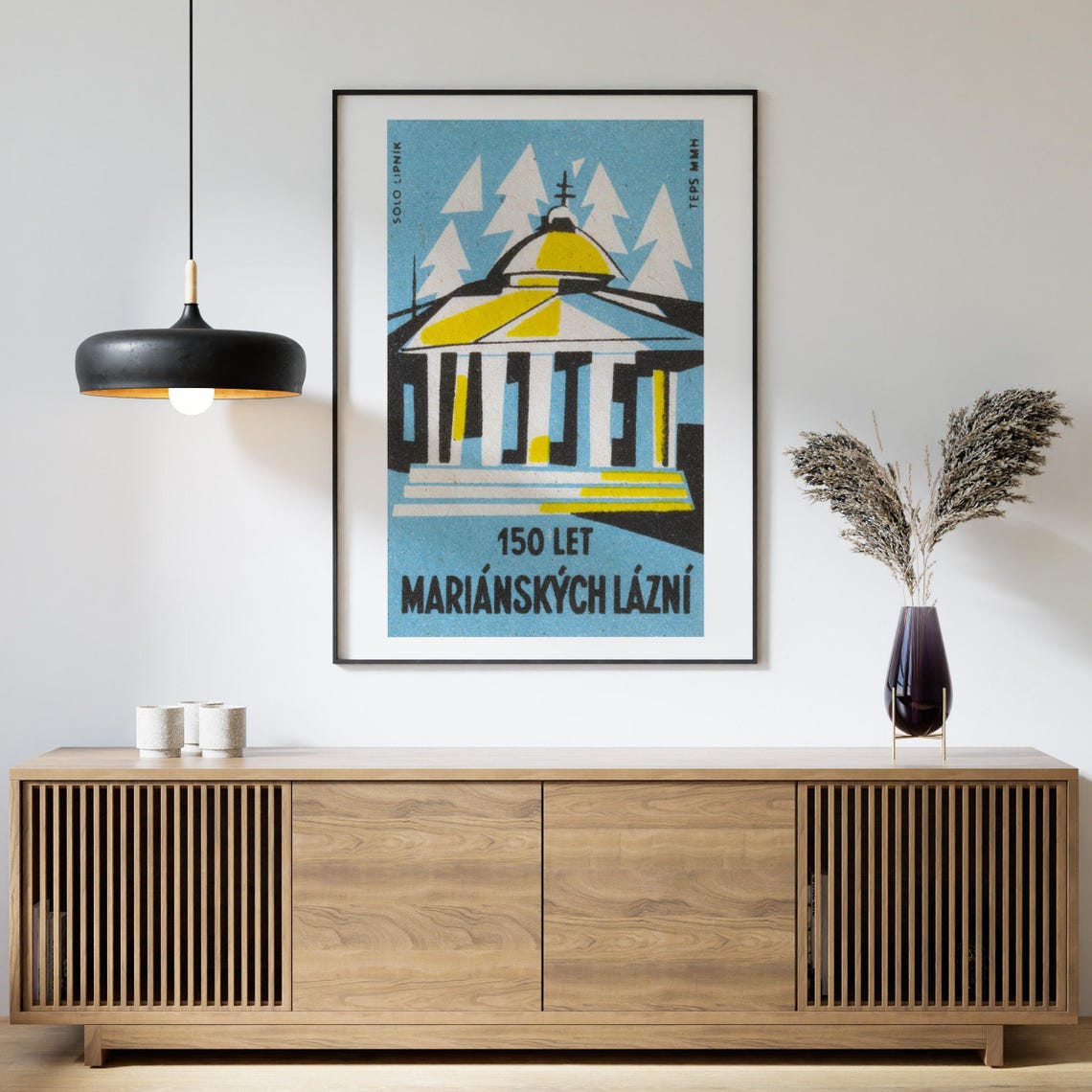 150 Let Marianskych Lazni Spa Colonnade Czech Matchbox Label Poster - Image 4