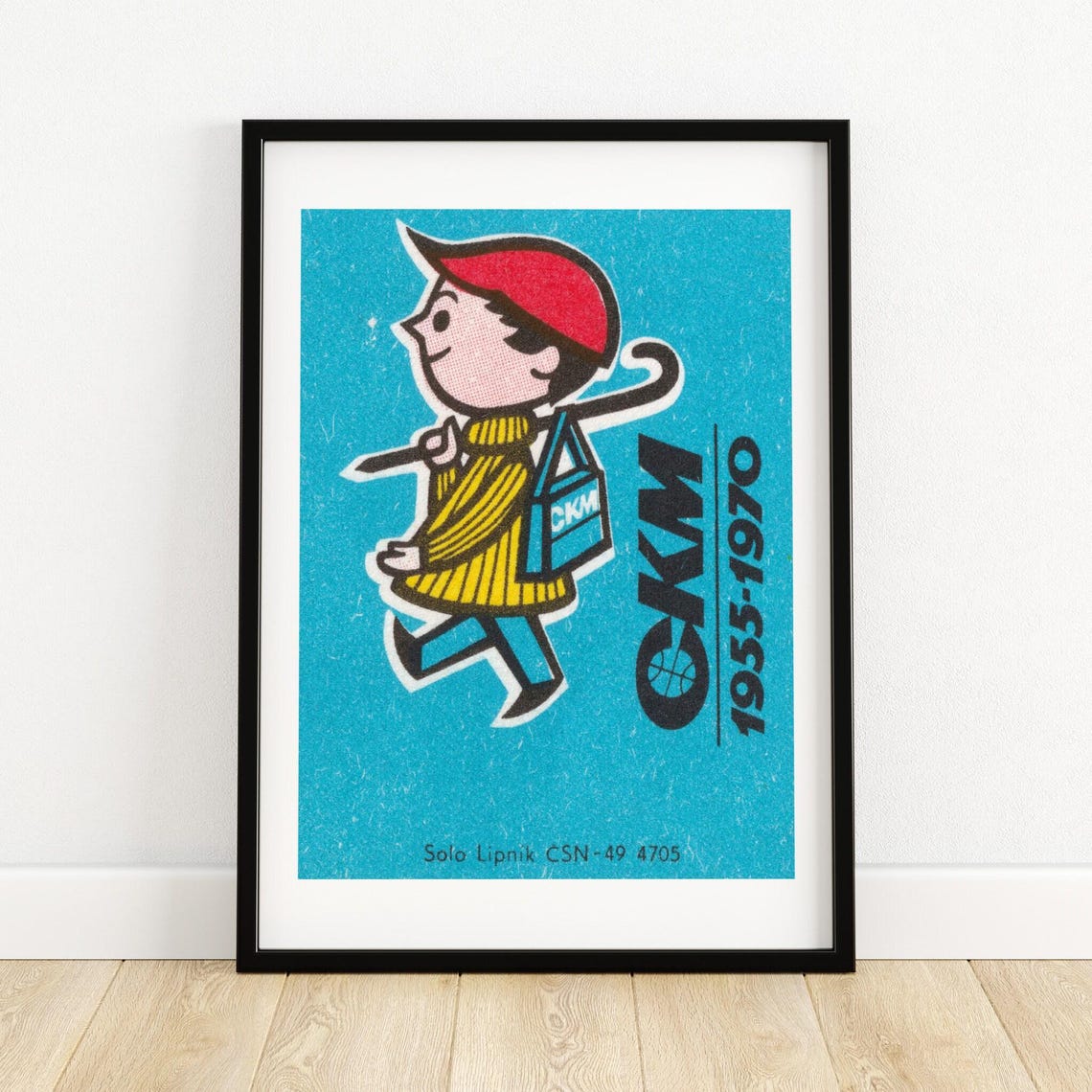 Boy Walking To School CKM 1955-1970 Retro Matchbox Art Poster