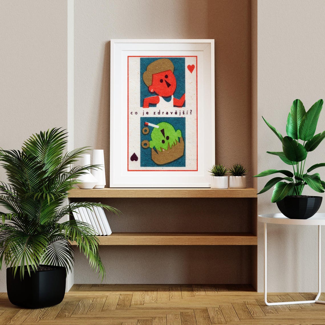 Which Is Healthier Anti Smoking Card Vintage Czech Matchbox Poster - Image 2