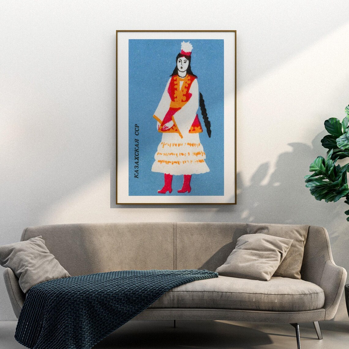 Kazakh Woman Matchbox Vintage Eastern Europe Art Print - Image 3