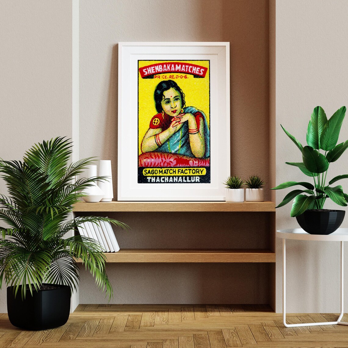 Shenbaka Matches Woman Portrait Vintage Indian Label Art Poster - Image 2