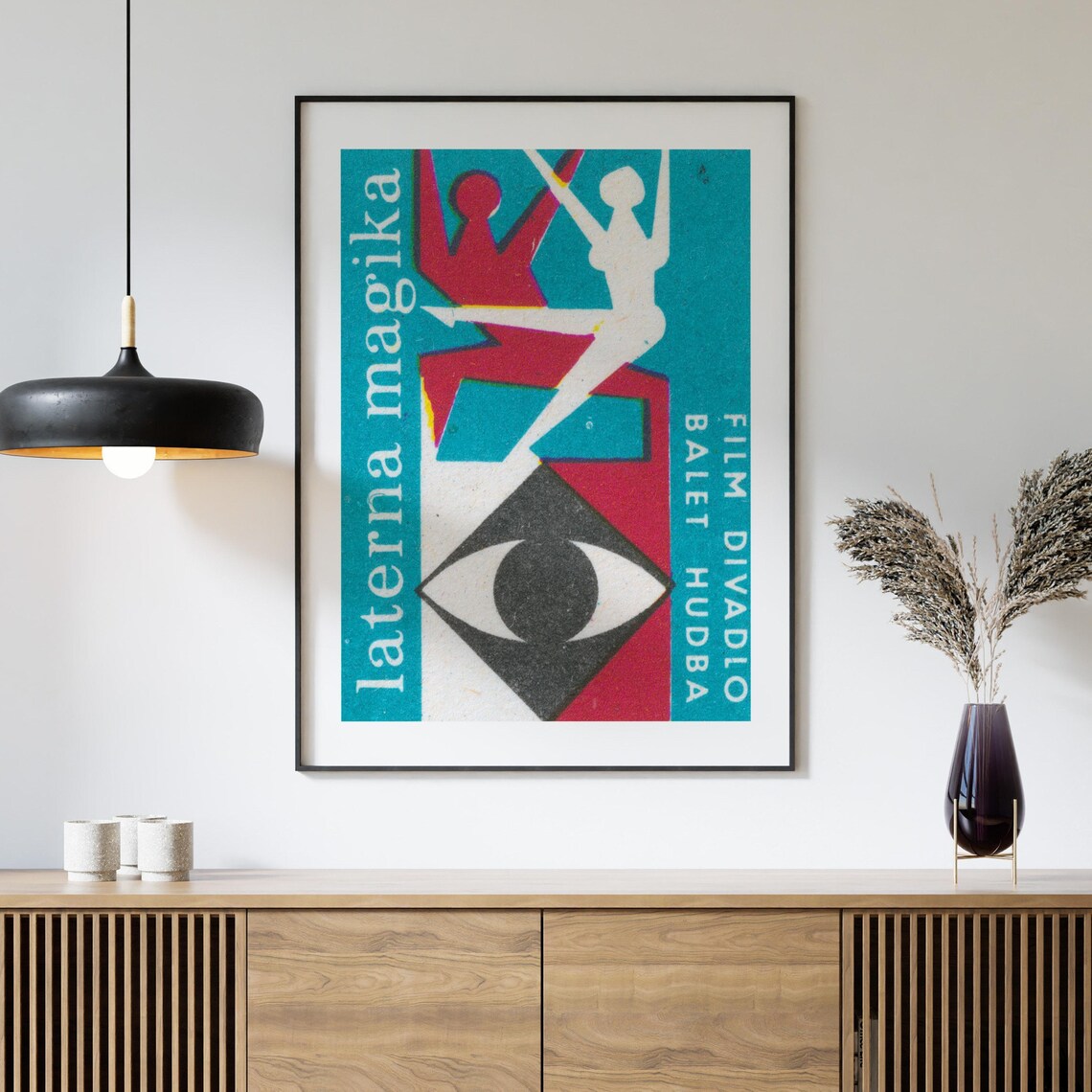Laterna Magika Film Theater Ballet Music Eye Czech Matchbox Label Art Poster - Image 4