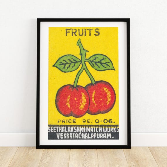 Fruits Matchbox Print Aesthetic Wall Art Vintage Art Matchbox Wall Poster Vintage Poster Print
