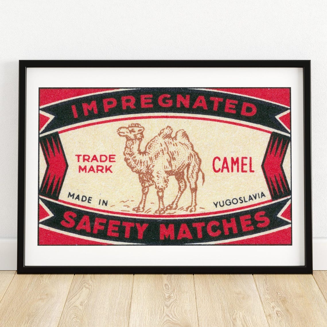 Camel Safety Matches Vintage Yugoslavian Matchbox Label Art Poster