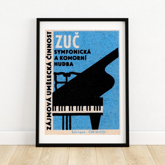 Symphonic Piano Matchbox Vintage Czech Art Print