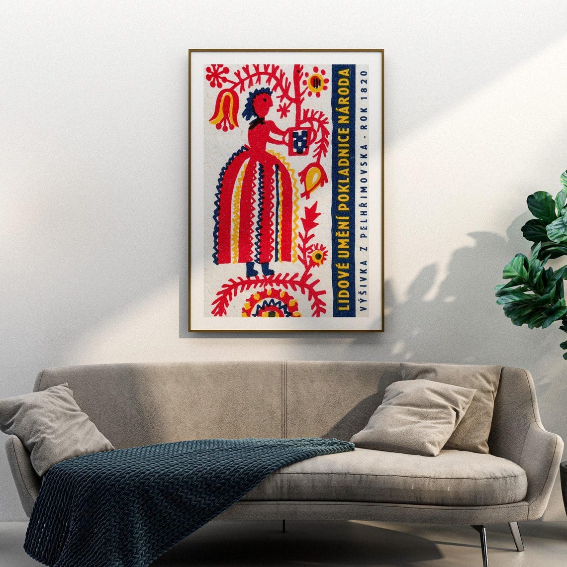 Folk Art Woman Embroidery Czech 1820 Matchbox Illustration Poster - Image 3