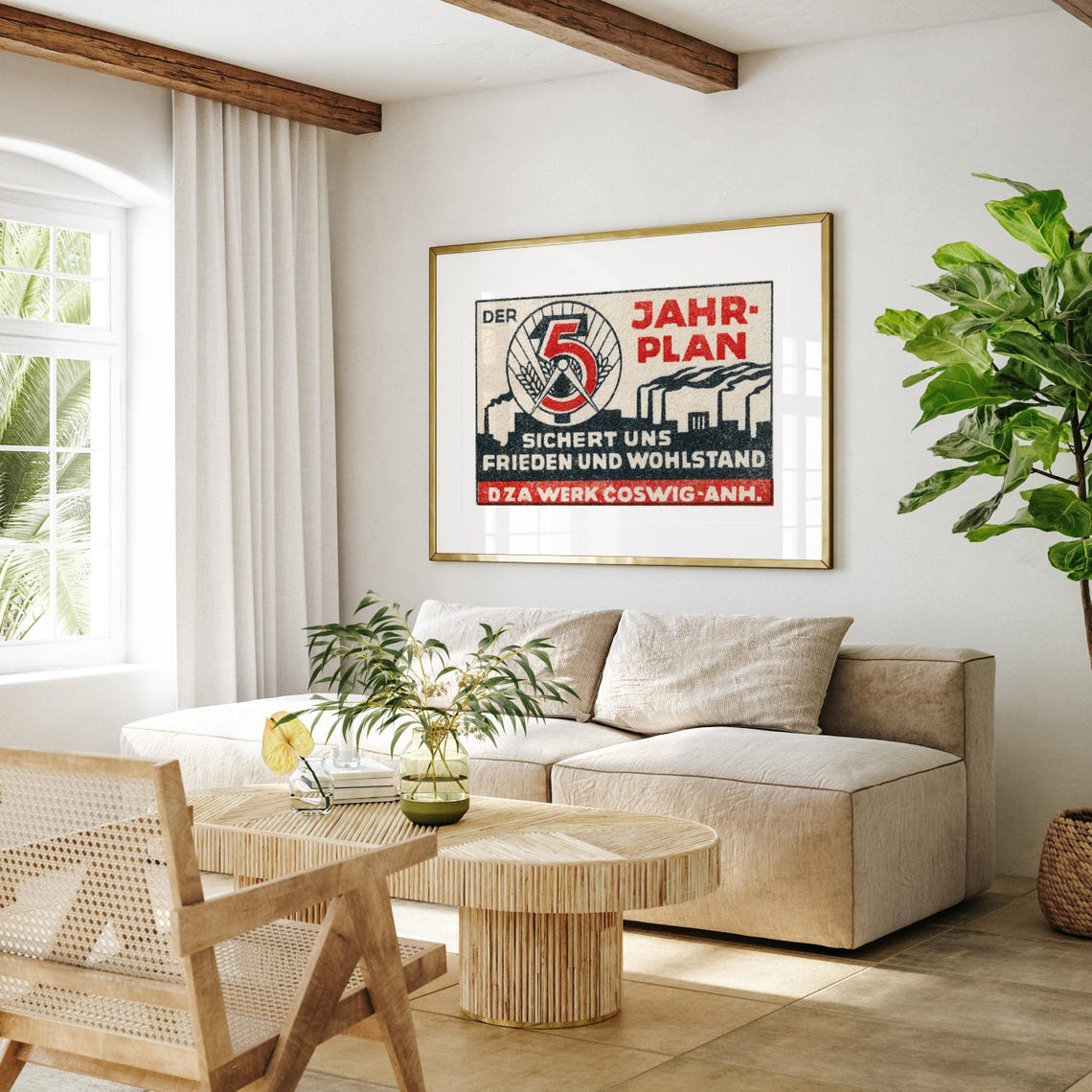 Der 5 Jahrplan Frieden und Wohlstand East German Matchbox Label Poster - Image 4