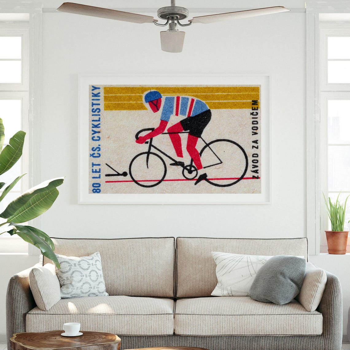 80 Years Czechoslovak Cycling Match Race Vintage Bicycle Poster - Image 3