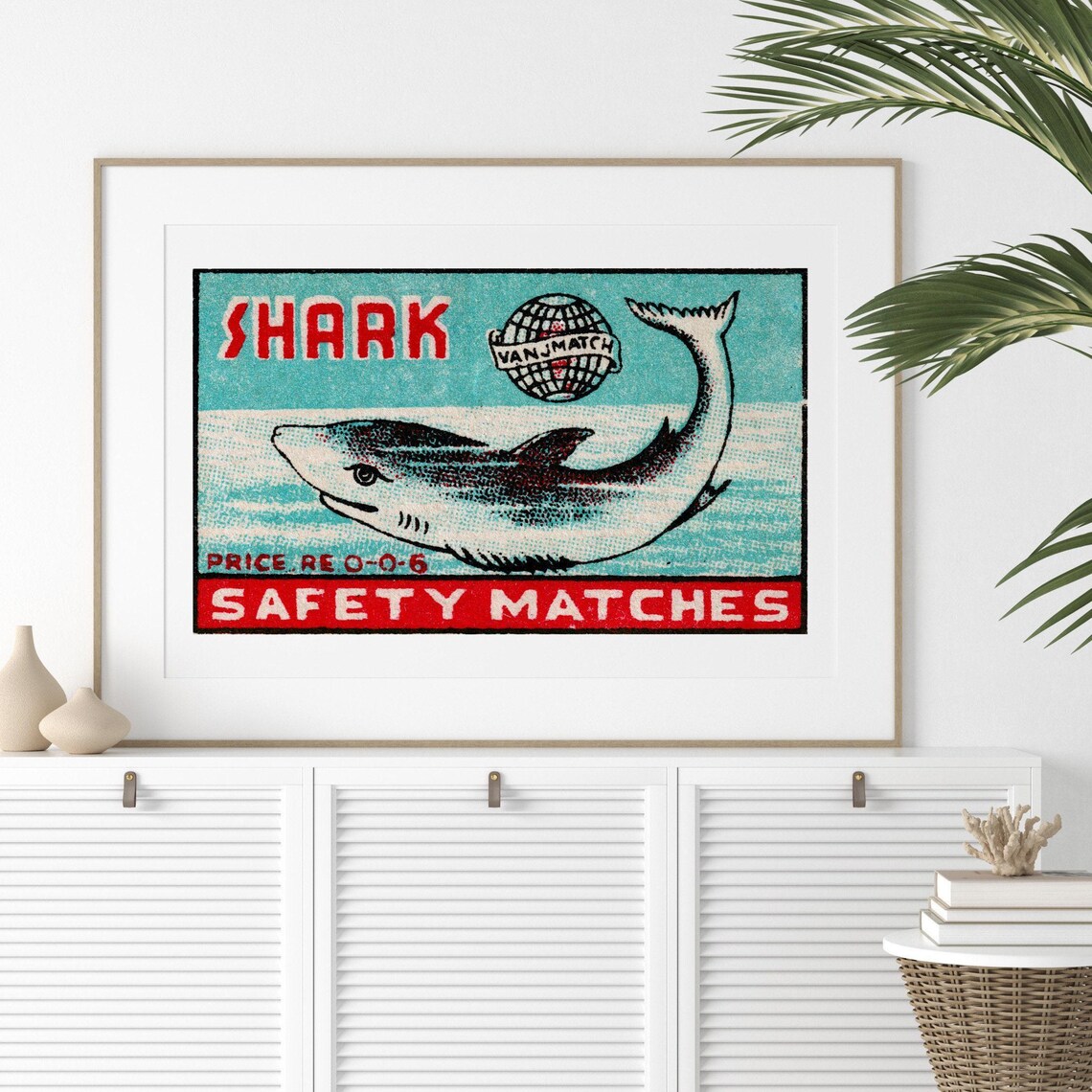 Swimming Shark Vintage India Travel Poster Print - Image 2