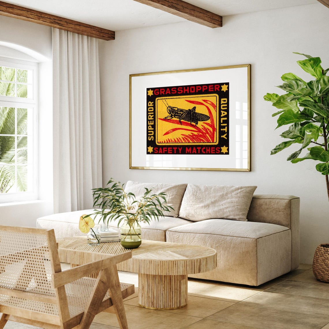 Grasshopper Superior Quality Safety Matches Yellow Insect Poster - Image 4