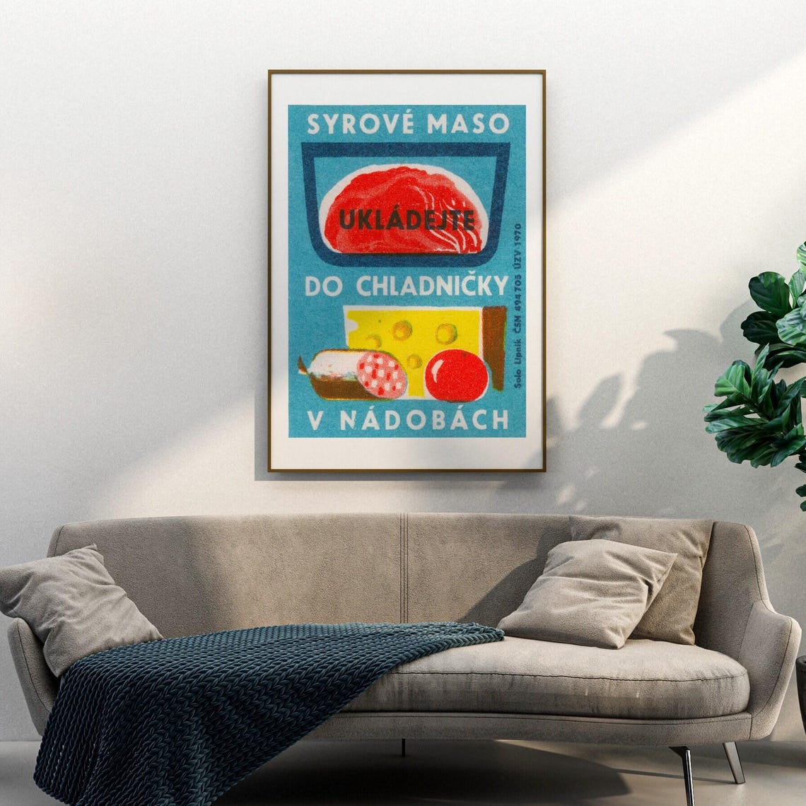 Vintage Czech Raw Meat Fridge Food Safety Matchbox Label Poster - Image 3