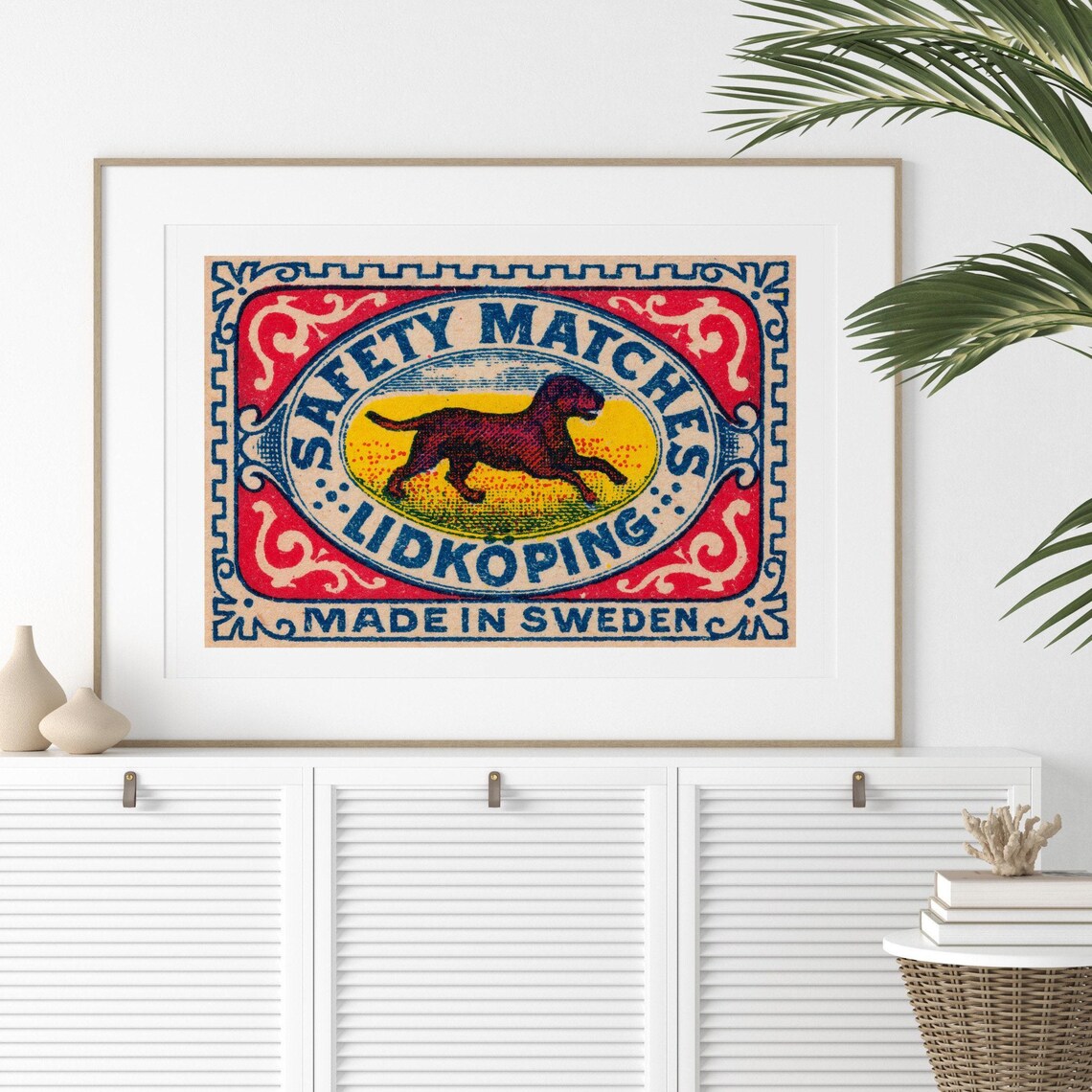 Running Dog Matchbox Print, Vintage Sweden Poster - Image 2