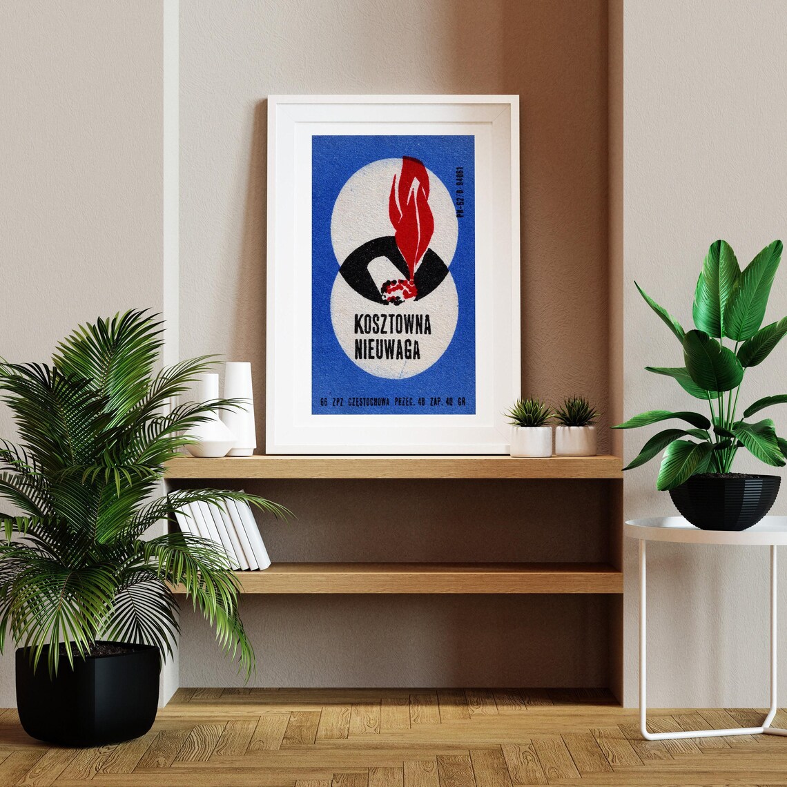 Kosztowna Nieuwaga Polish Burnt Cigarette Fire Safety Matchbox Poster - Image 2