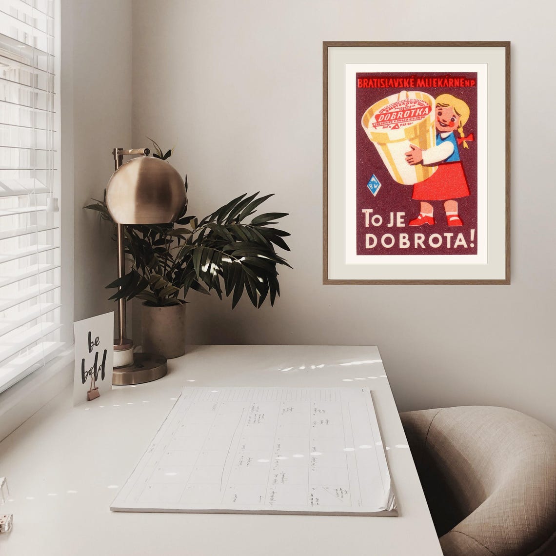 Dobrotka Slovak Dairy Cream Mid Century Advertising Art Poster - Image 2