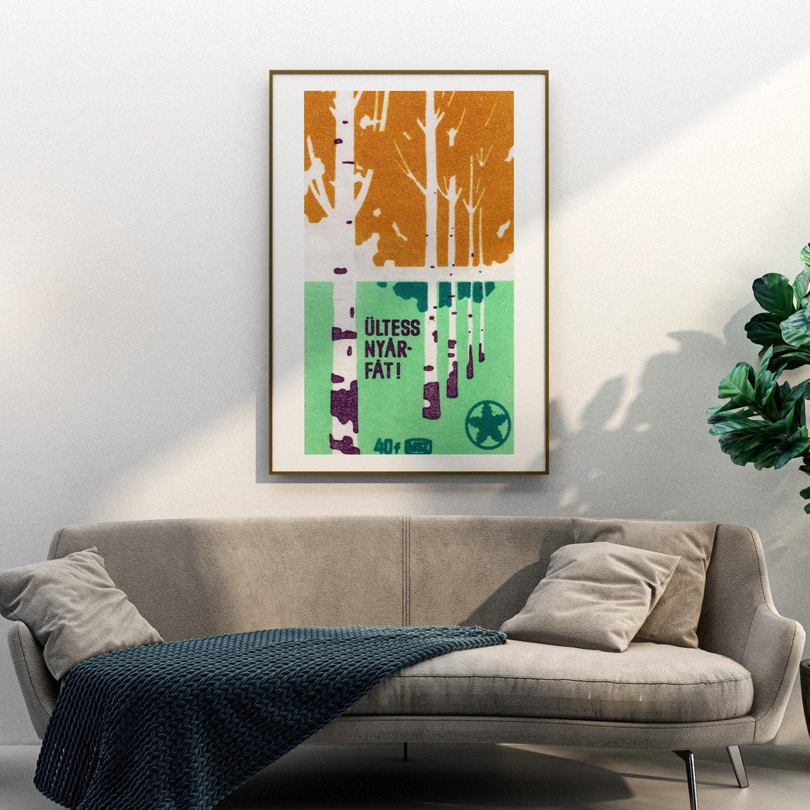 Plant Summer Trees Birch Vintage Hungarian Matchbox Label Art Poster - Image 3