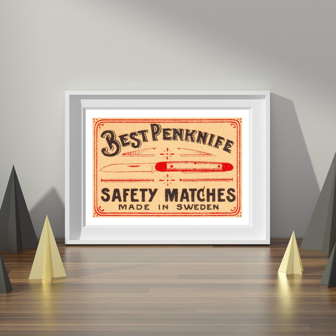 Best Penknife Safety Matches Vintage Swedish Matchbox Label Art Poster - Image 4