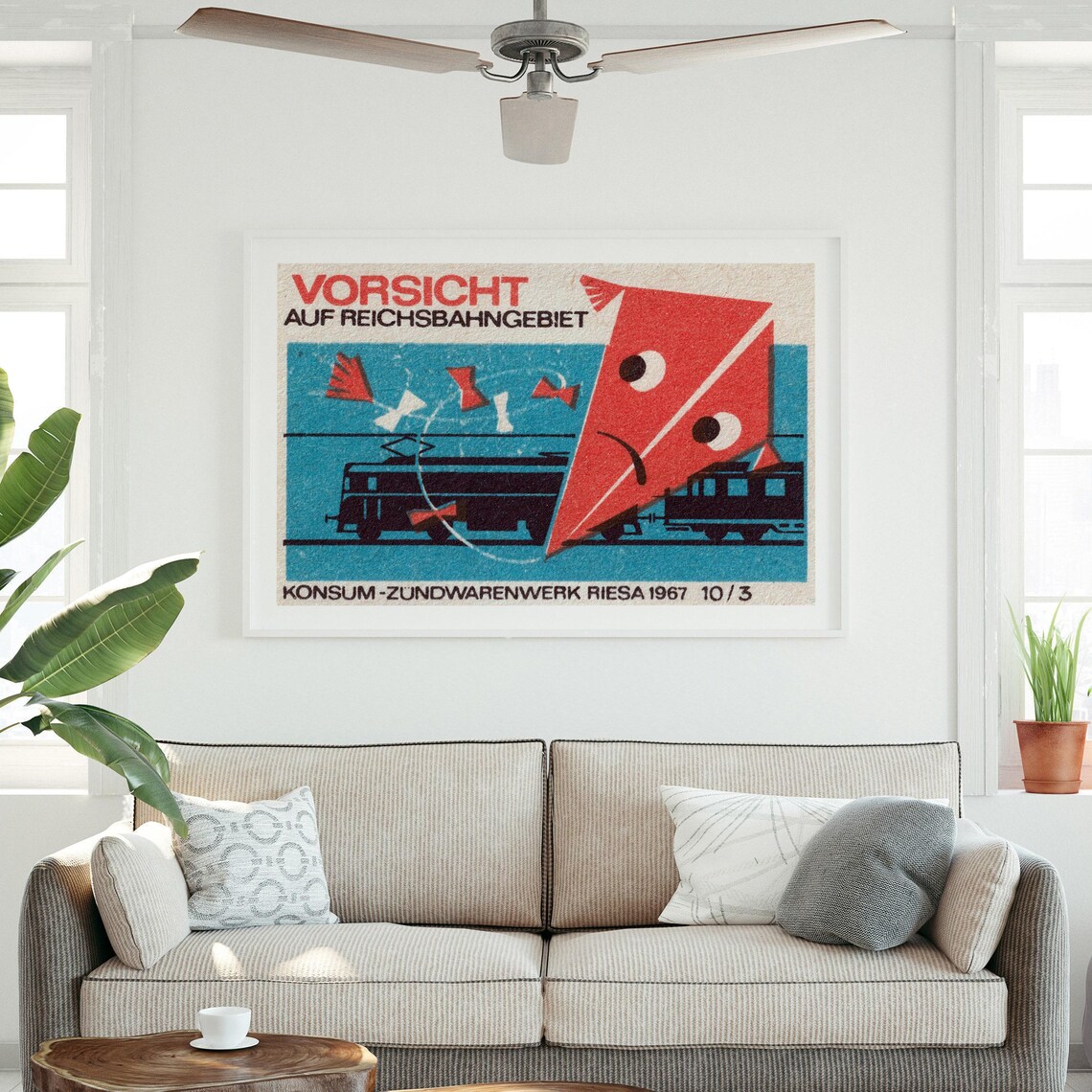 Kite Over Train Tracks Vintage Eastern Europe Poster - Image 3