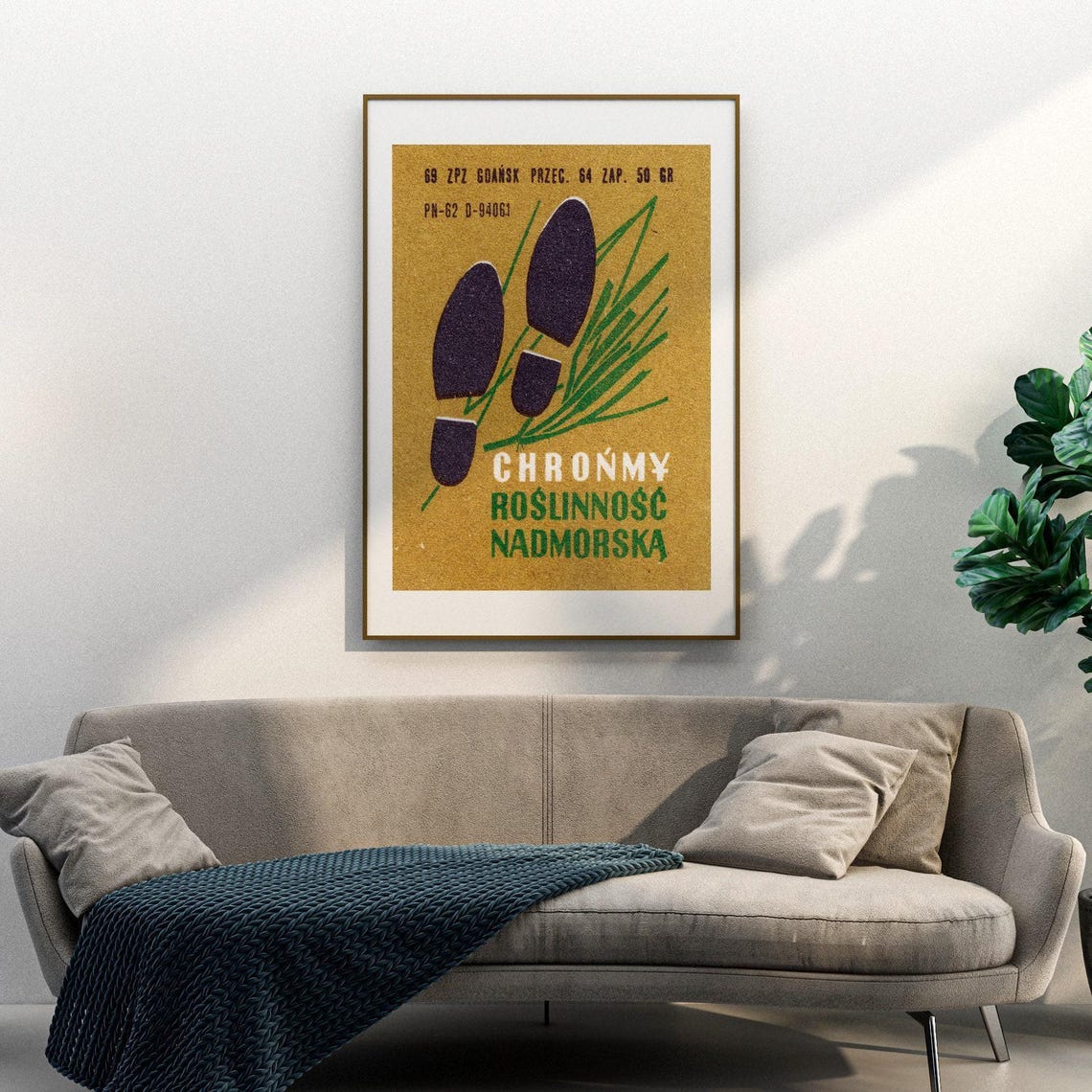 Protect Coastal Vegetation Polish Vintage Nature Matchbox Label Poster - Image 3