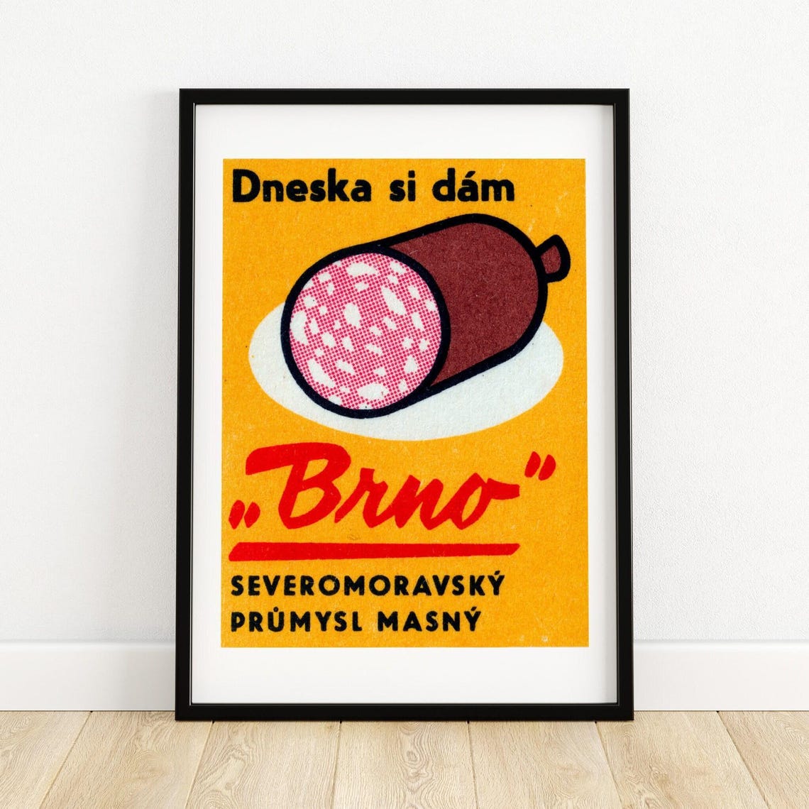 Czech Brno Salami Vintage Food Advertisement Retro Deli Label Poster