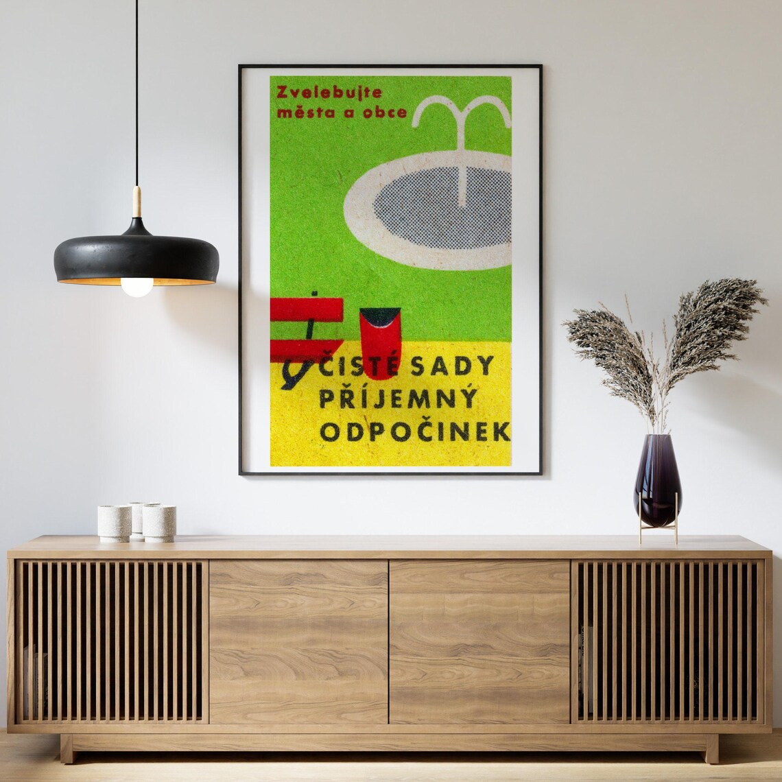 Clean Parks Fountain Keep Parks Tidy Czech Matchbox Vintage Poster - Image 4