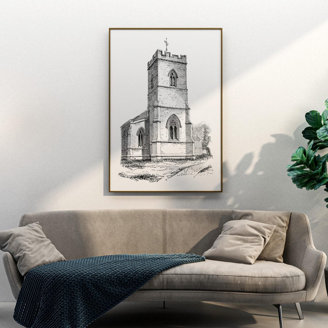 Northamptonshire Stone Church Tower Gothic Architecture Poster - Image 3