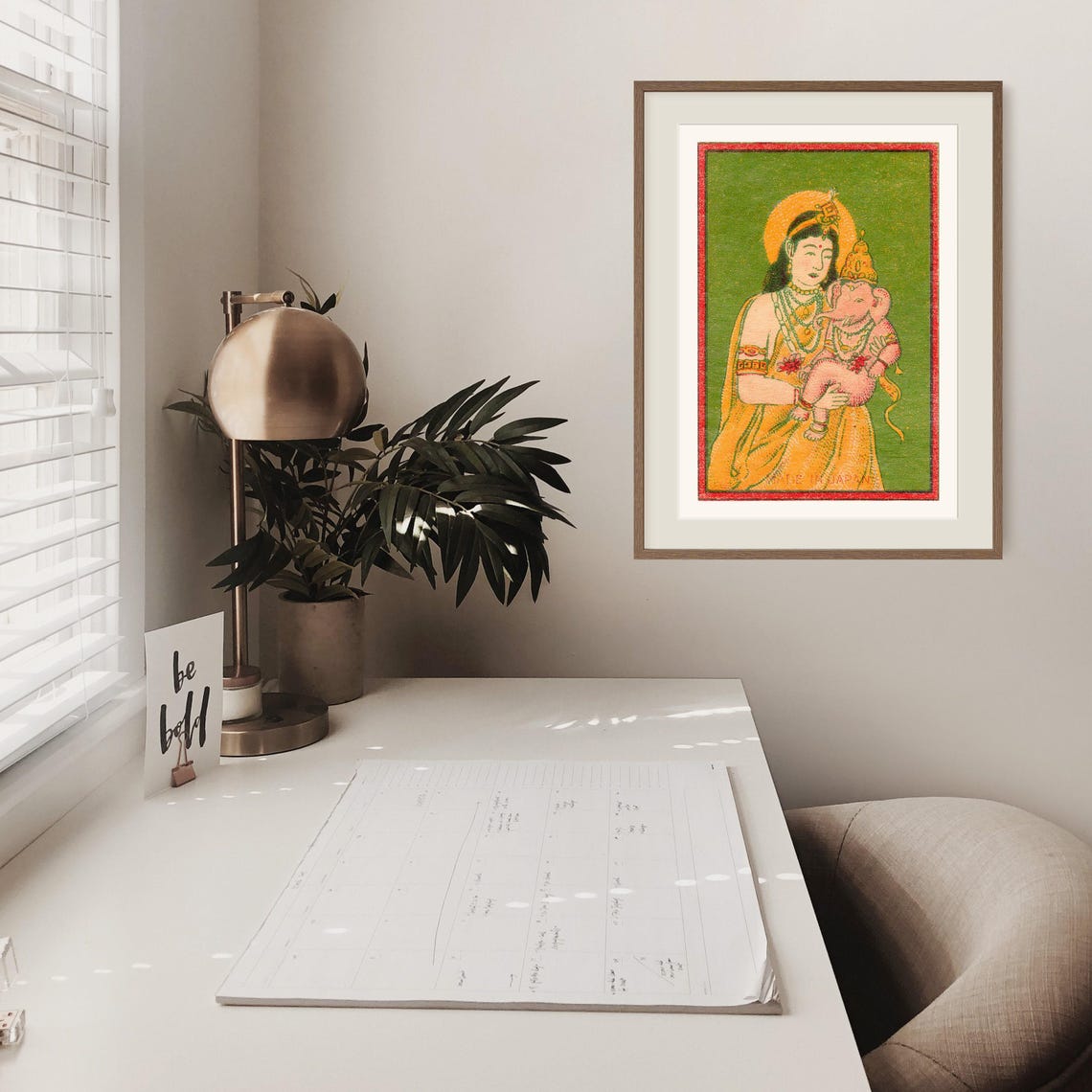 Hindu Goddess Baby Ganesha Vintage Matchbox Devotional Art Poster - Image 2