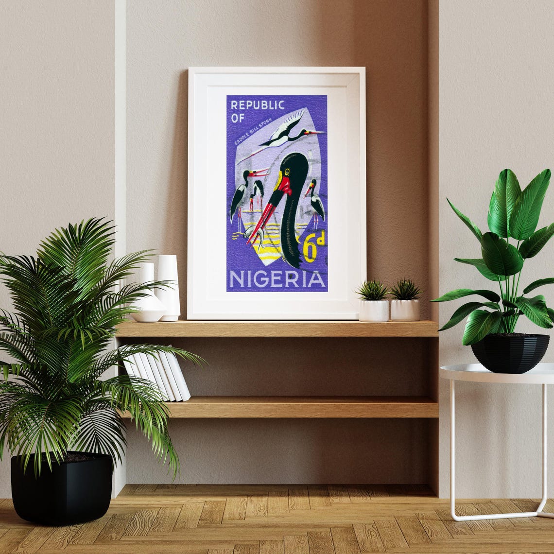 Saddle Bill Stork Nigeria Republic Postage Stamp Bird Art Poster - Image 2