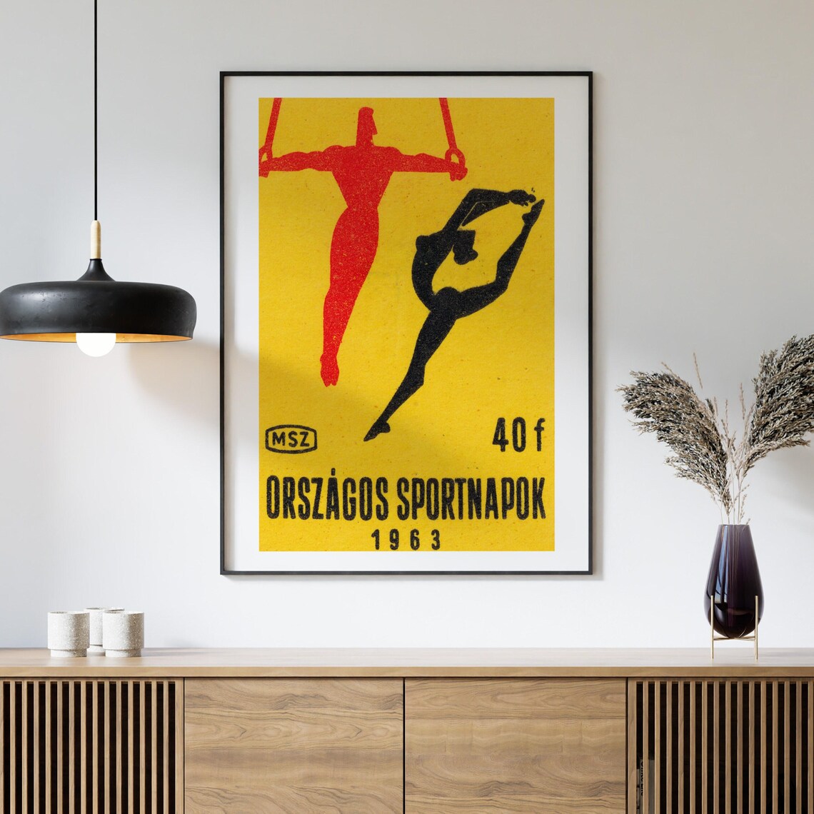 Hungarian National Sports Days 1963 Gymnast Vintage Matchbox Poster - Image 4