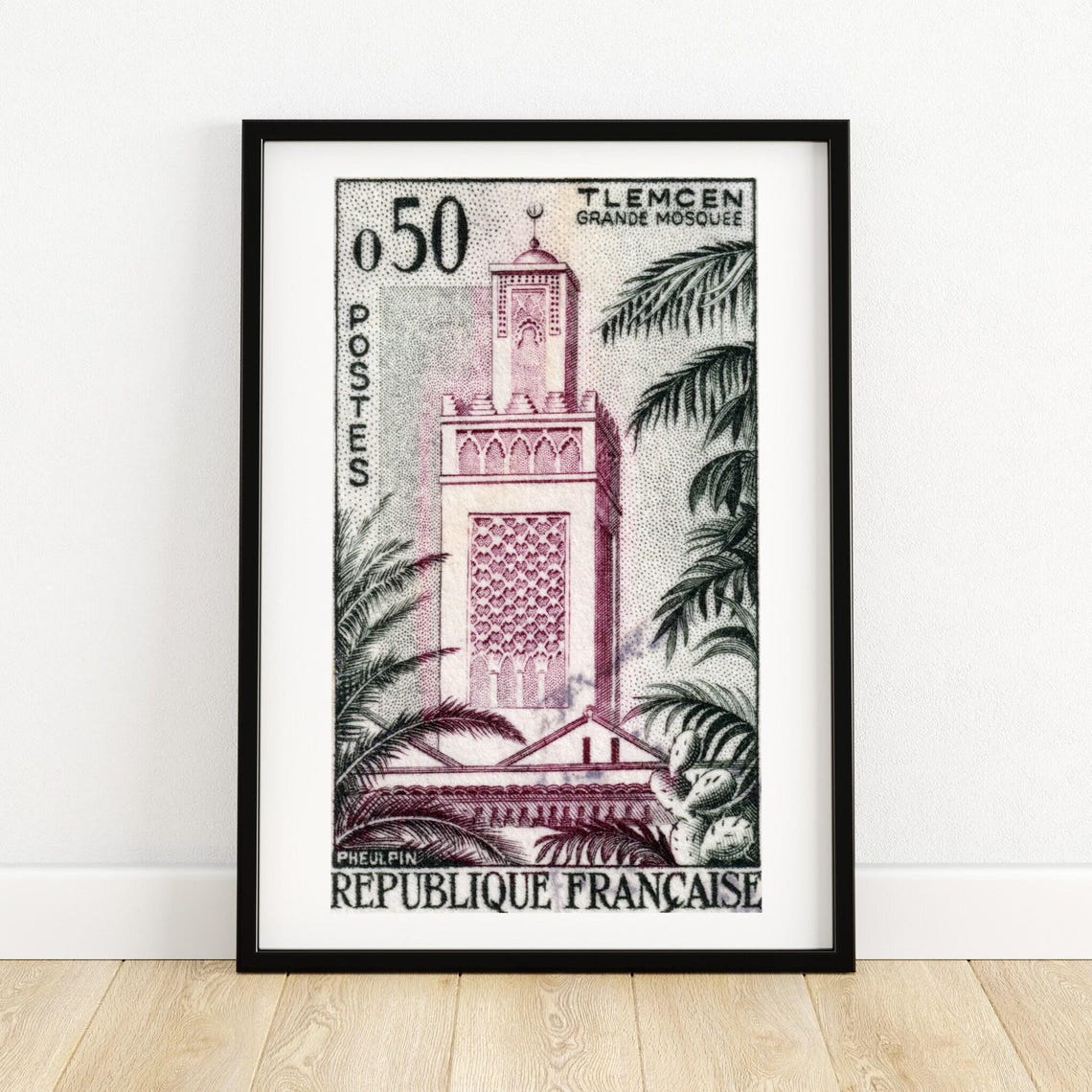 Tlemcen Great Mosque Algeria French Postage Stamp Architecture Poster