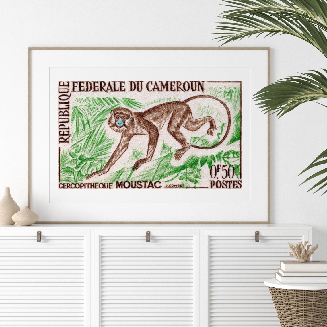 Ring Tailed Lemur Vintage Burma Art Stamp Poster - Image 2