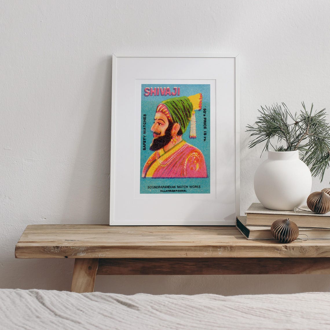 Shivaji Warrior Portrait Indian Safety Matches Label Art Poster - Image 3