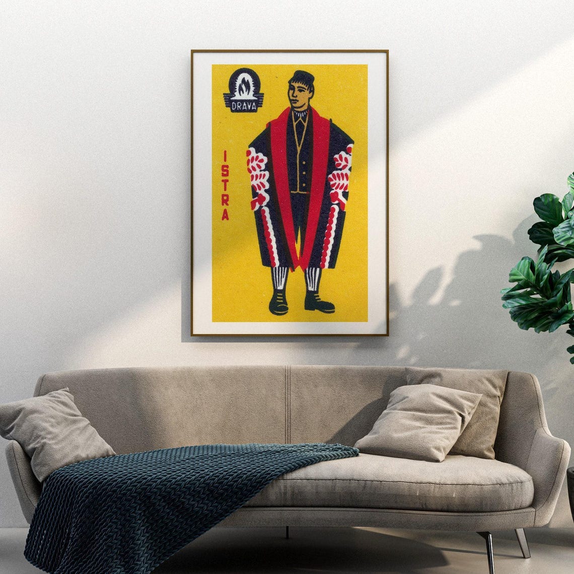 Istra Folk Costume Man Vintage Drava Matchbox Label Art Poster - Image 3