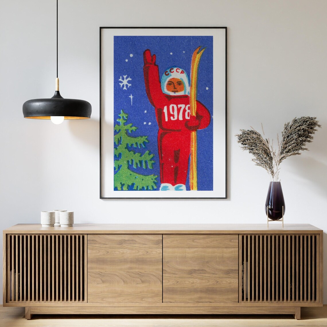 Christmas Cosmonaut Vintage Eastern Europe Poster Print - Image 4
