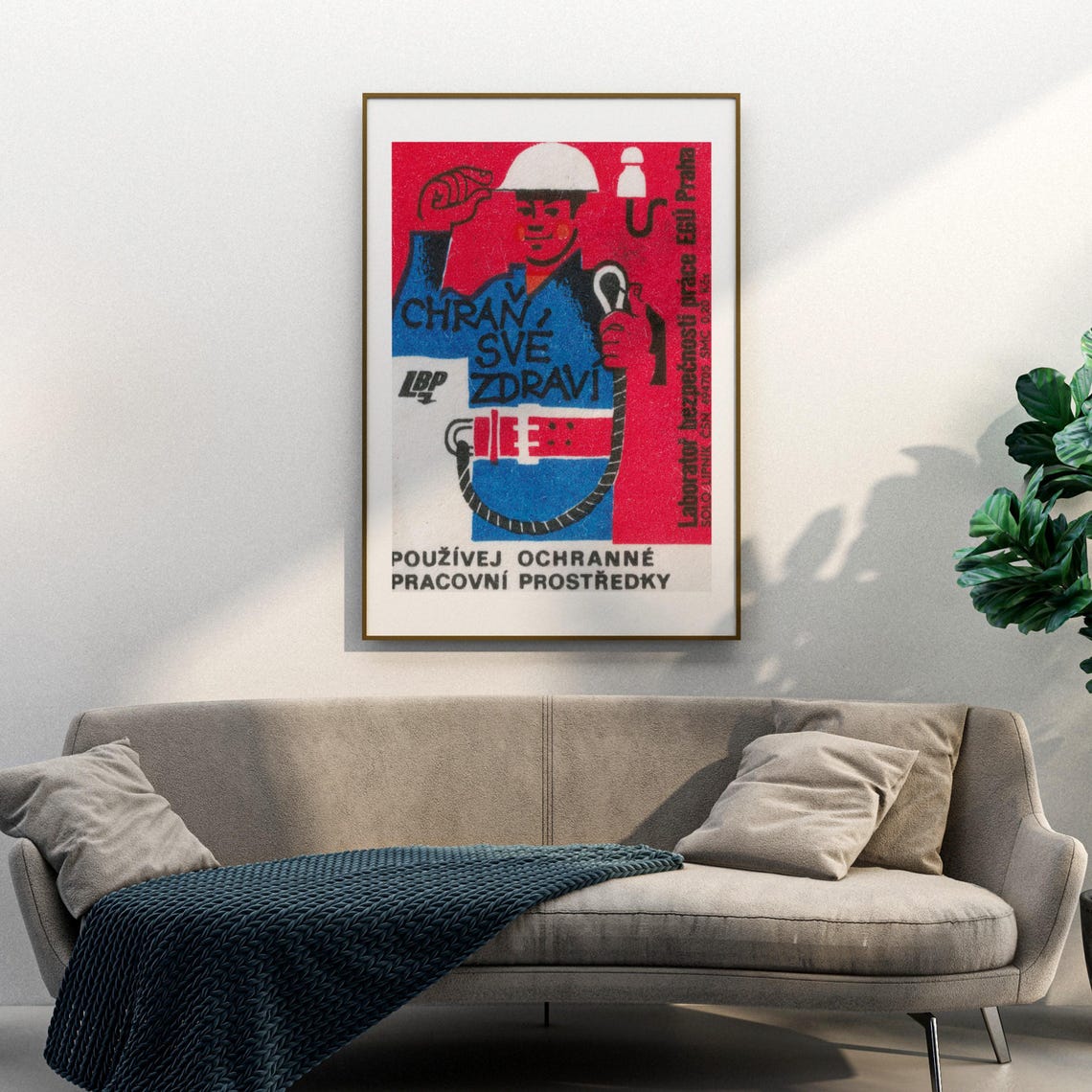 Chran Sve Zdravi Vintage Czech Safety Harness Matchbox Label Poster - Image 3