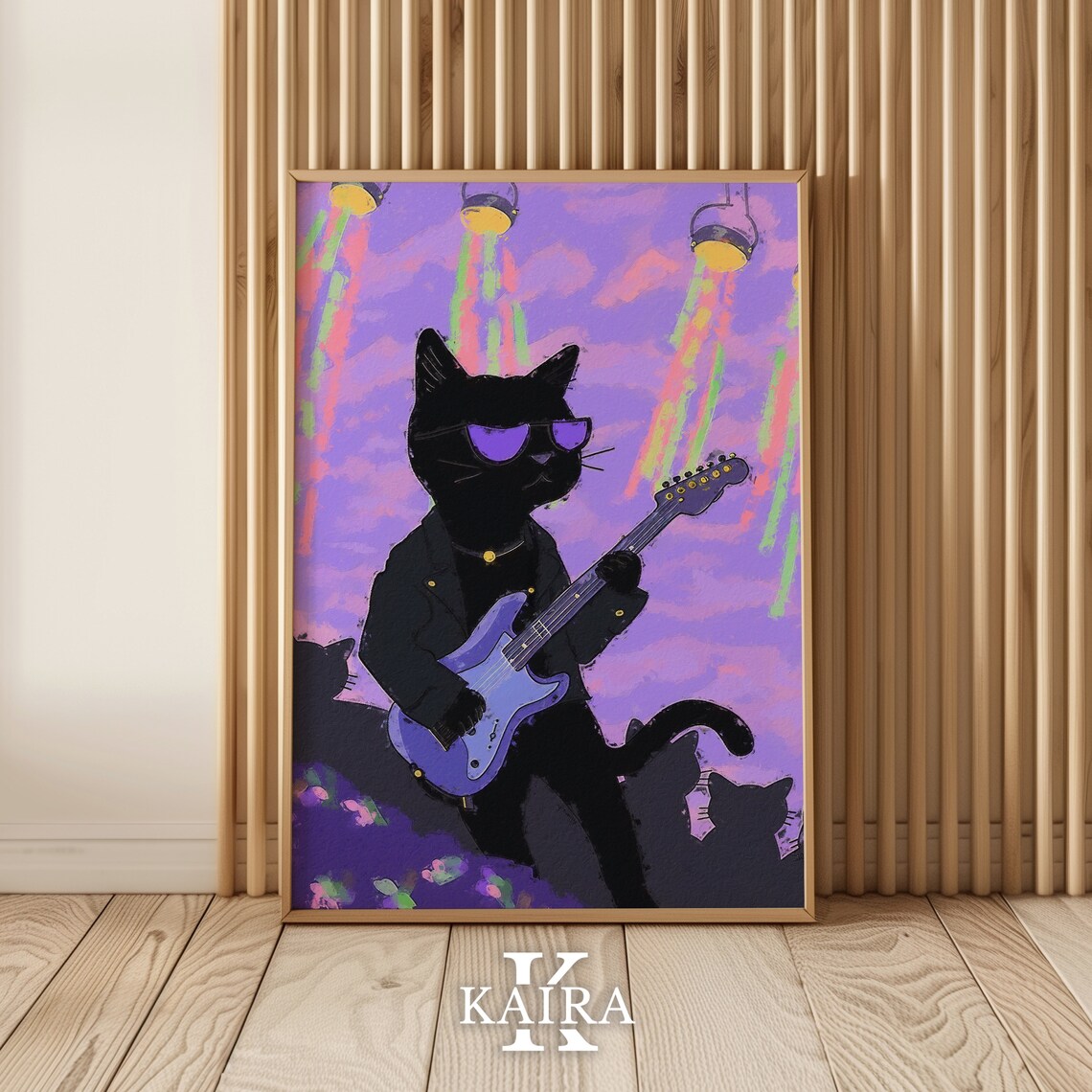 Rockstar Black Cat In Sunglasses Playing Electric Guitar On Stage Poster - Image 2