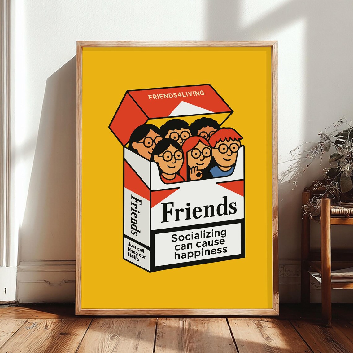 Friends Malboro Lower Club Print Wall Art Funny Poster Illustration Relaxed Decor Unique Artwork Only