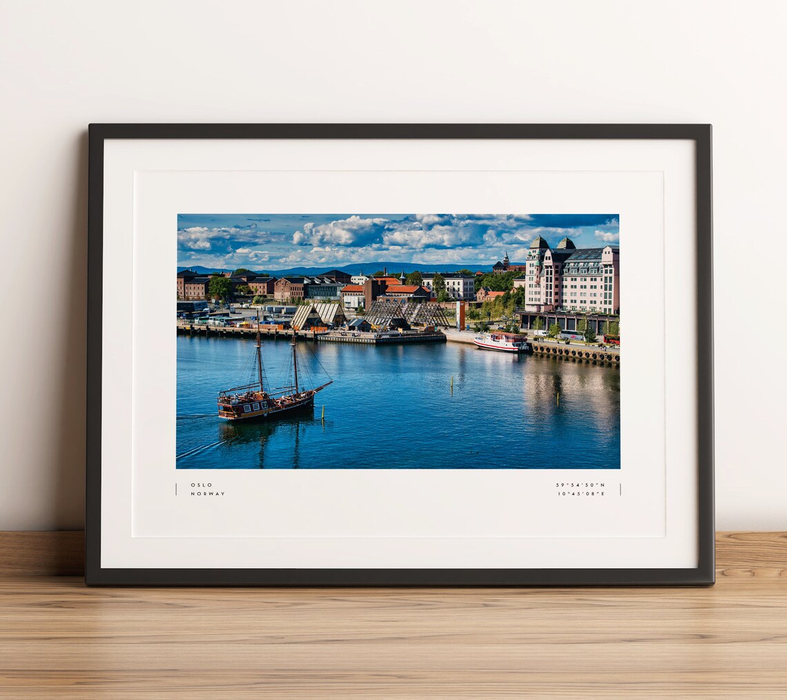 Oslo Coordinates Travel Poster, Norway Wall Art
